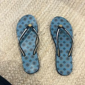 Tory Burch blue flip flops
